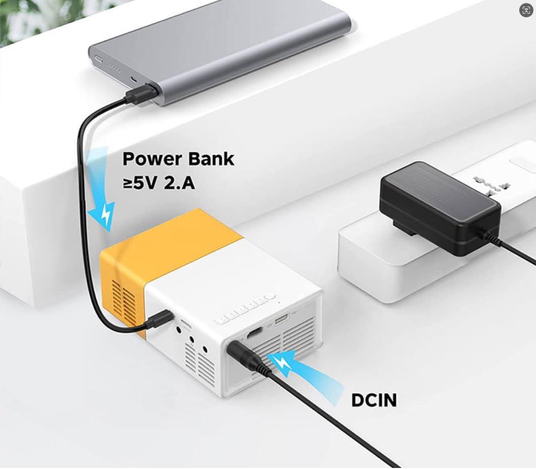 Compact Yellow and White LED Wi-Fi Mini Projector