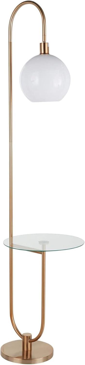 LumiSource March Contemporary Floor Lamp: Marble Base, Linen Drum Shade, UL Listed, 60W