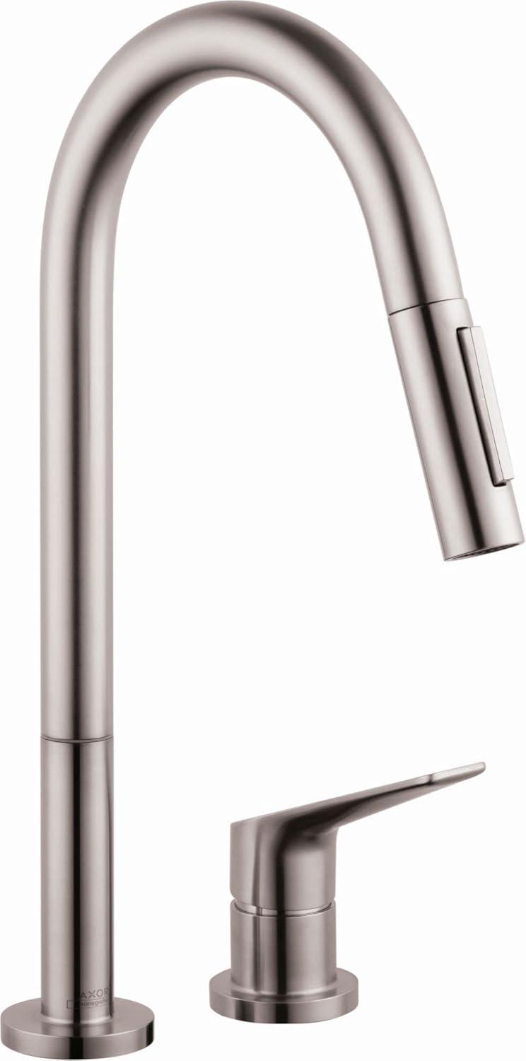 Stainless Steel High Arc Kitchen Faucet with Pull-out Spray