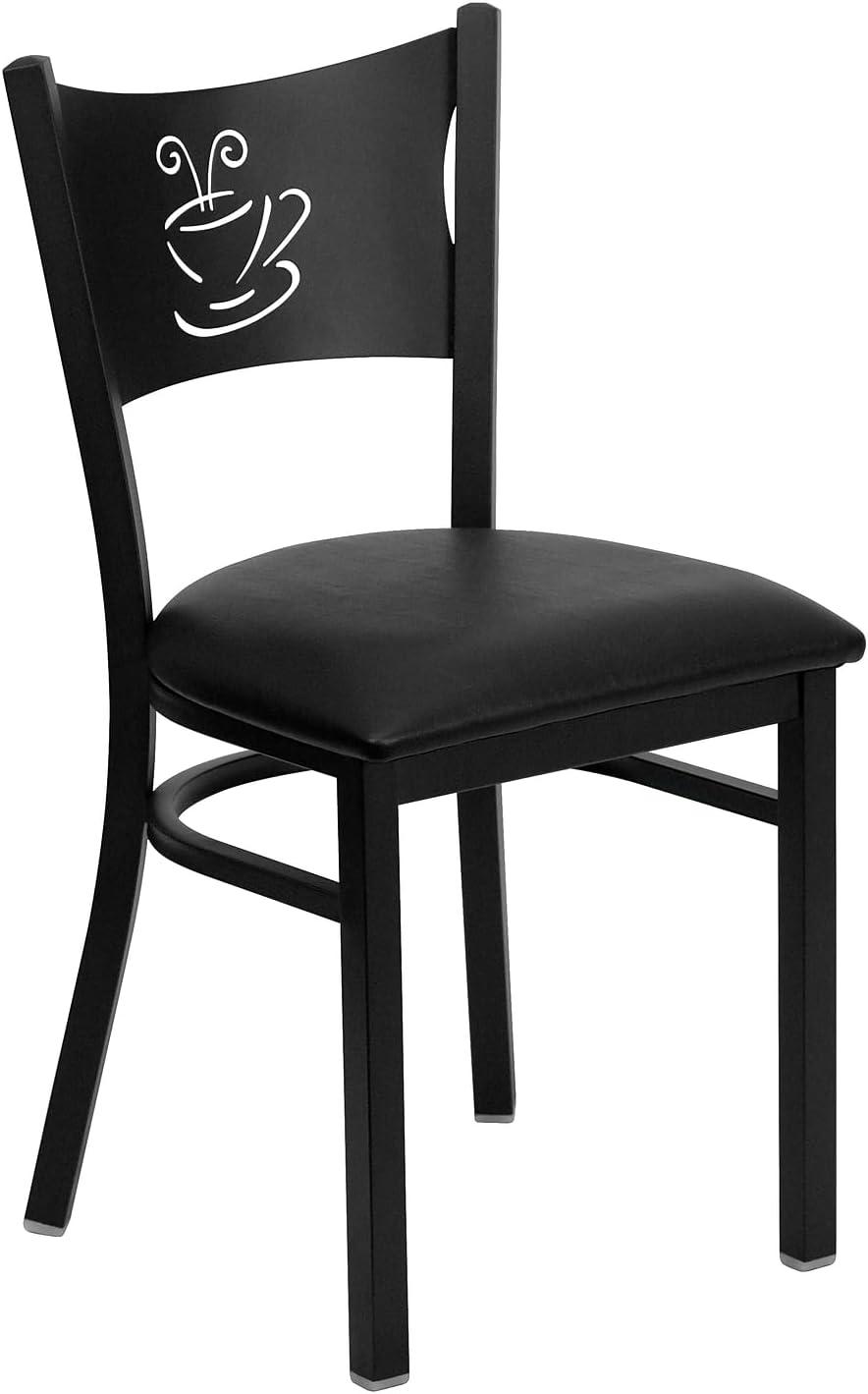 Black Metal Coffee Back Upholstered Dining Side Chair Set