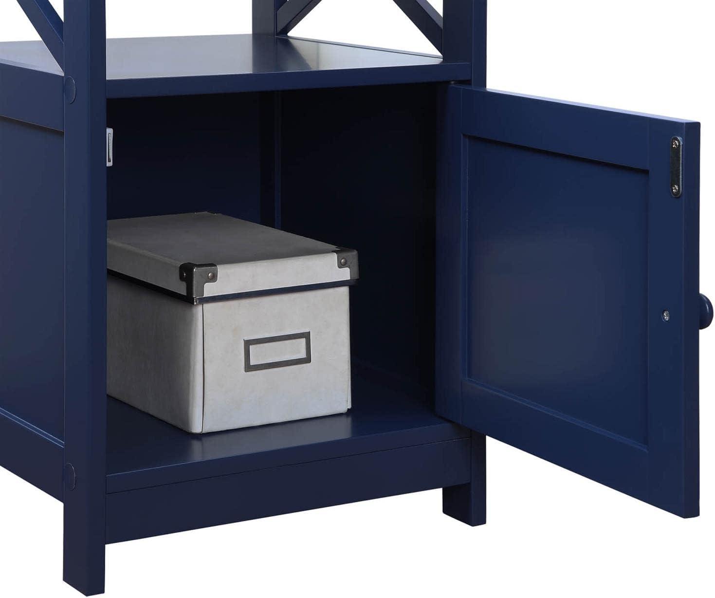 Cobalt Blue Oxford Square End Table with Cabinet Storage