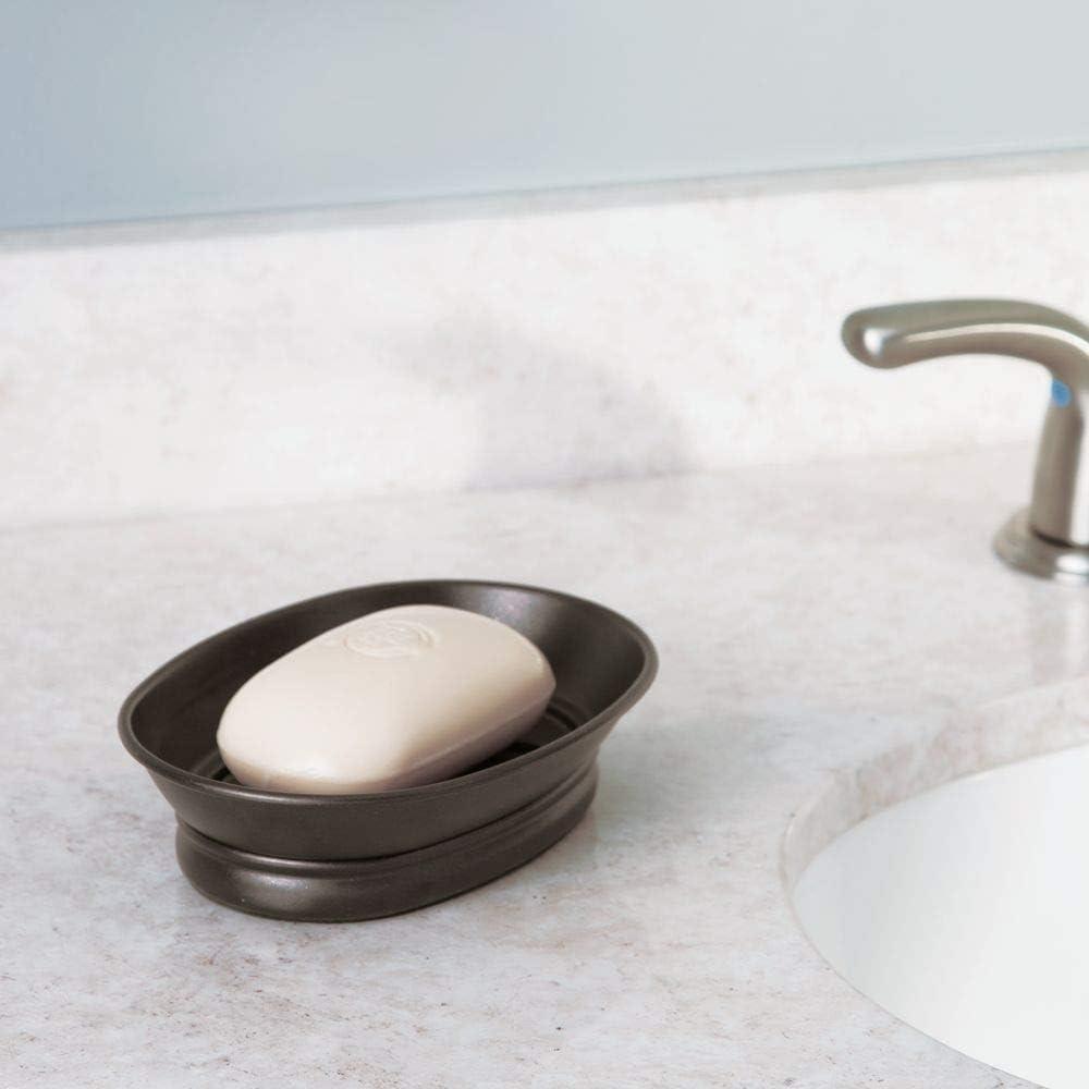 Bronze Metal Countertop Soap Dish with Ridged Base