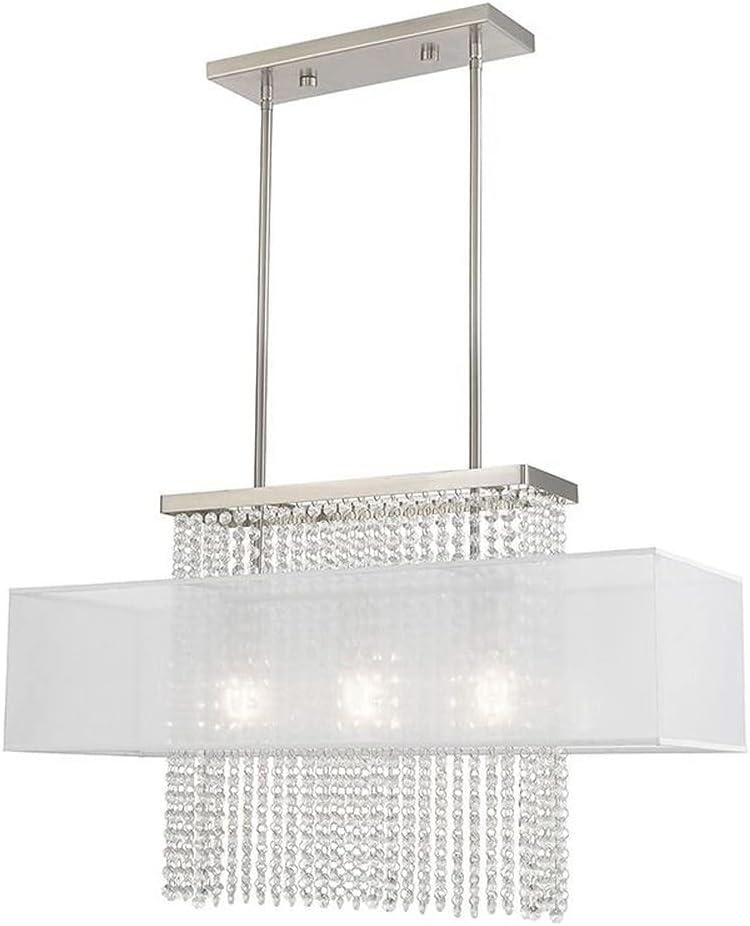 Bella Vista Brushed Nickel 3-Light Crystal Chandelier
