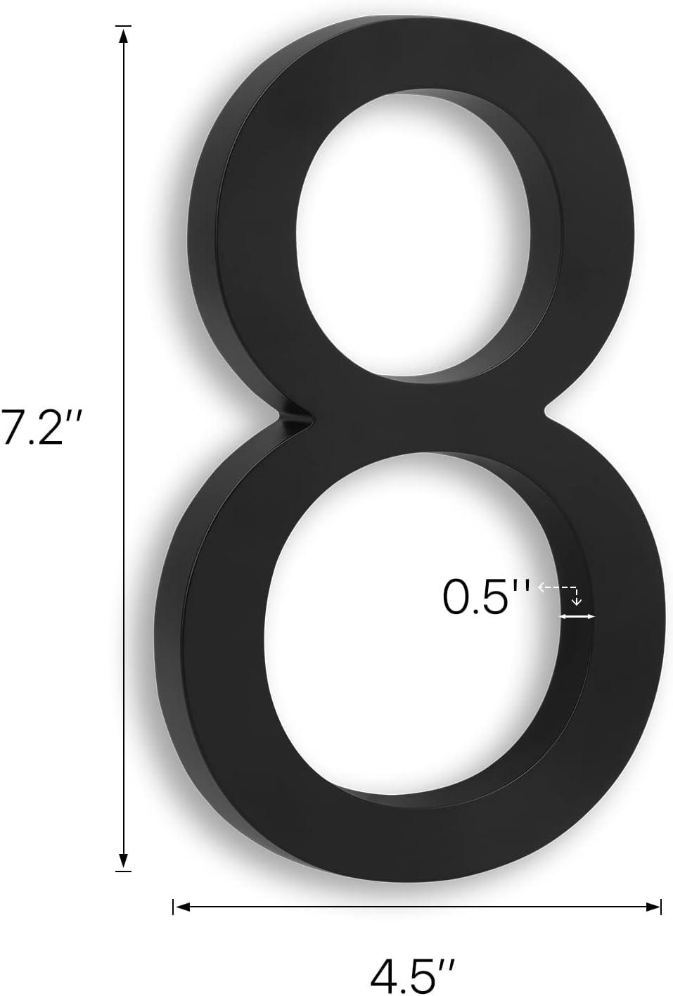 7 Inch Black Metal Floating House Number