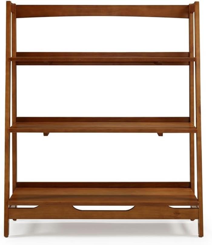 Camaflexi Mid Century Modern Wooden Bookshelf 3 Tier Open Shelving Unit, Castanho 100% Solid Wood