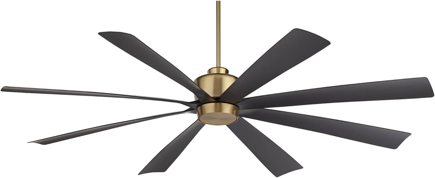 72'' Antique Brass and Black 8-Blade LED Ceiling Fan with Remote