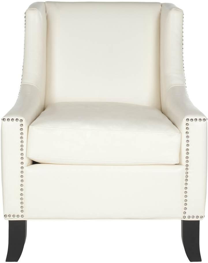 Daniel Club Chair  Silver Nail Heads - Off-White - Safavieh