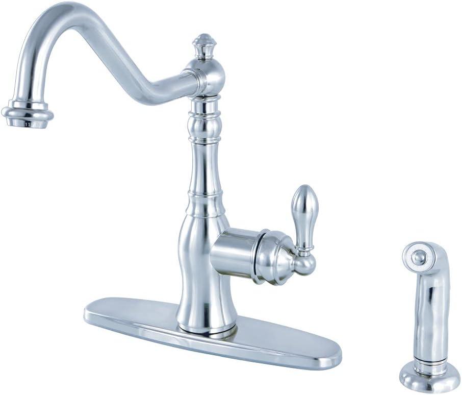 Polished Chrome Victorian Single-Handle Kitchen Faucet with Sprayer