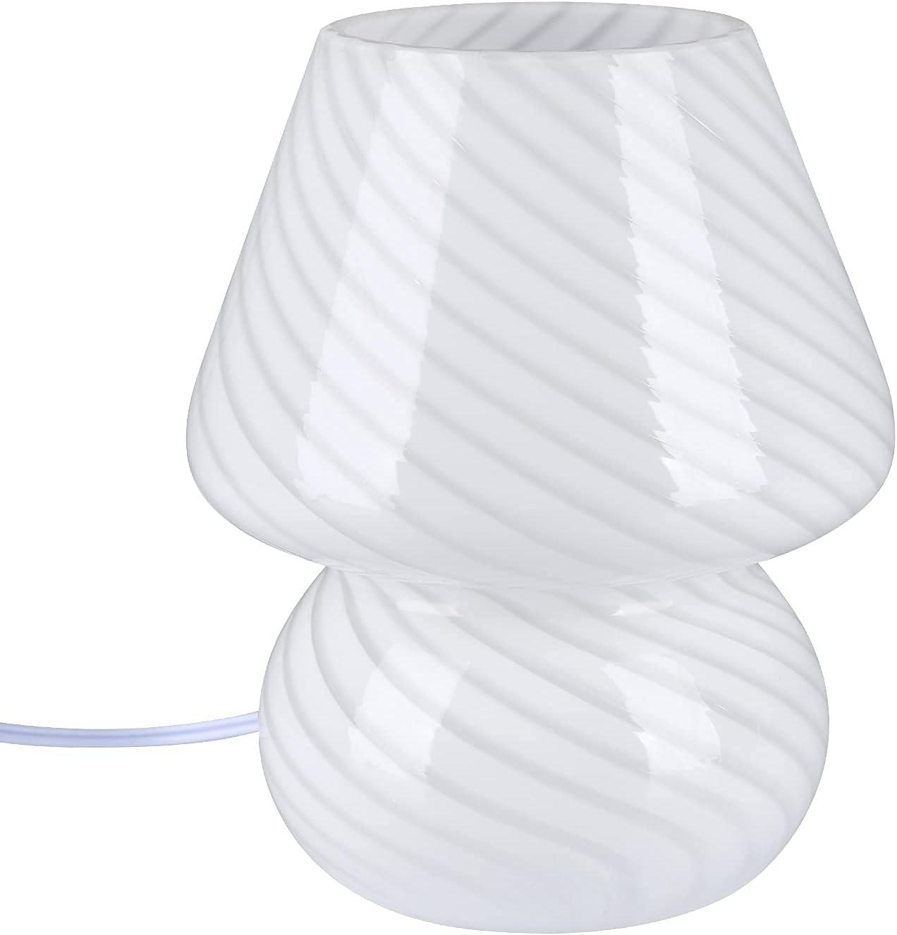 Small Beige Glass Mushroom Table Lamp