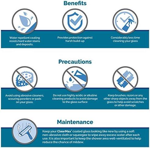 Quatra Lux 46.38" x 72" Hinged Frameless Shower Door with Clear Max Technology