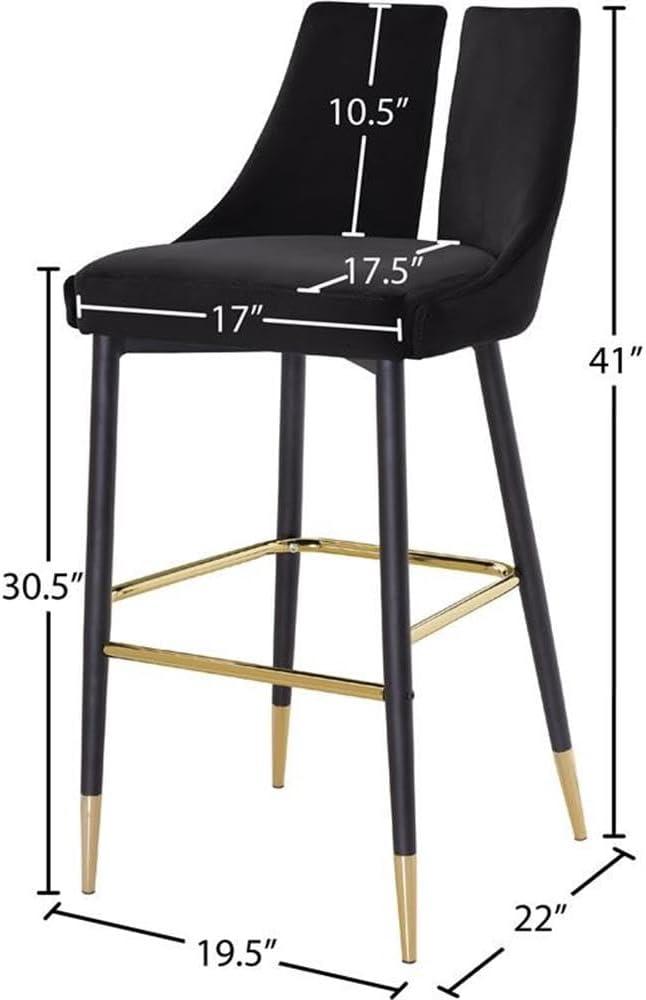 Meridian Furniture Sleek Black Velvet Stool (Set of 2)
