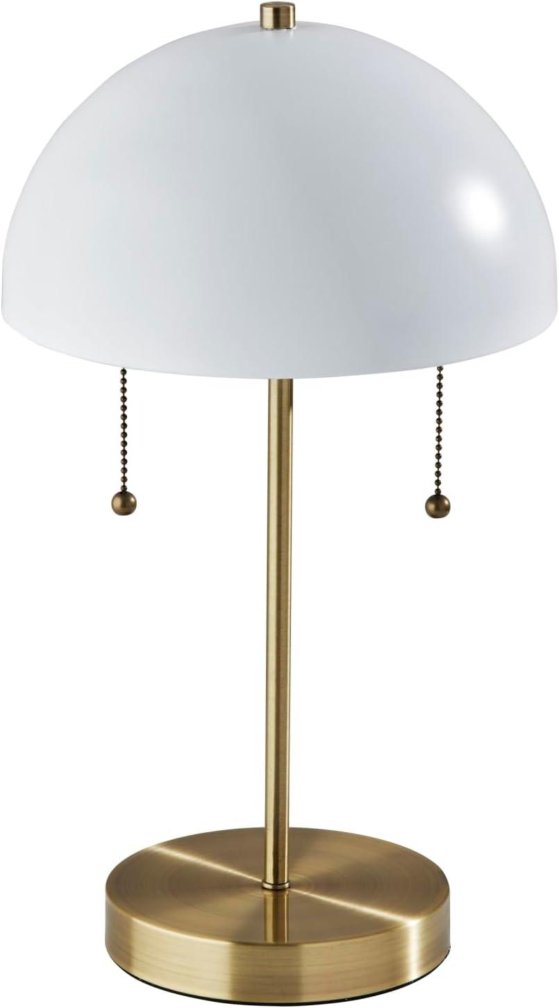 Adesso Bowie Table Lamp, Antique Brass & White, Electronic, Painted White Metal Shade