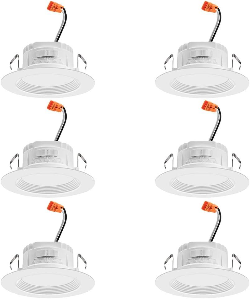 Matte White 4-Inch LED Downlight Trim Kit, 6-Pack