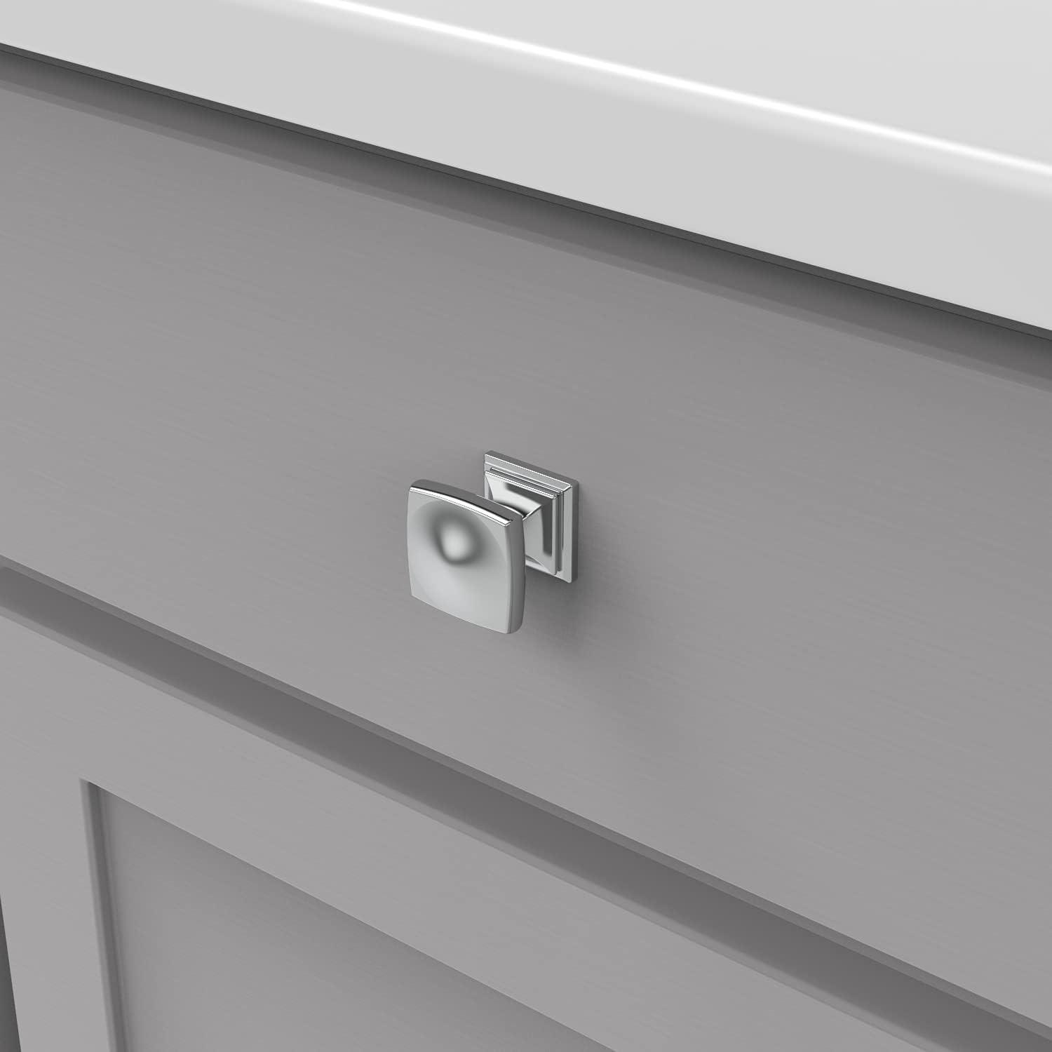 Matte Chrome Square Knob with Mounting Hardware