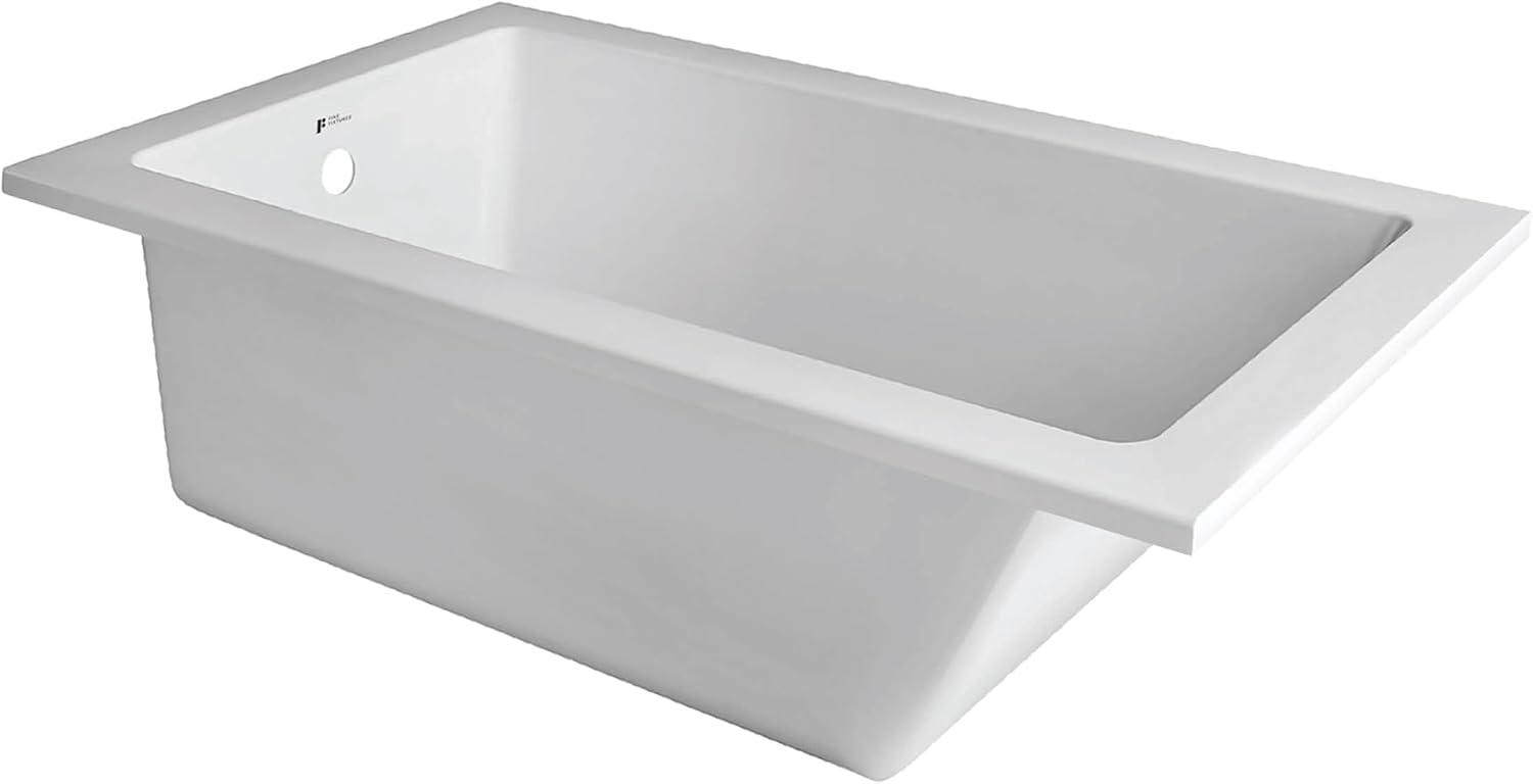 Alcove 66" x 32" Soaking Fiberglass Bathtub