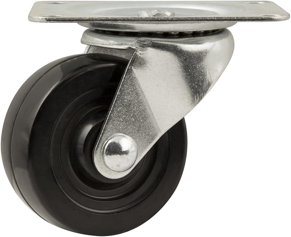 3" Heavy-Duty Black Rubber Swivel Caster Wheel