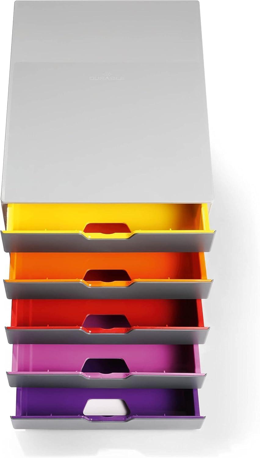 Gray and Multicolor 5-Drawer Desktop Organizer