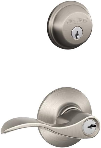 Schlage Accent Satin Nickel Lever and Single Cylinder Deadbolt 1-3/4 in.