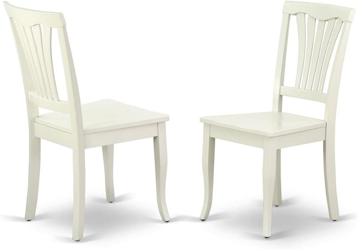 Linen White Rubberwood Dining Chairs with Slat Back - Set of 2