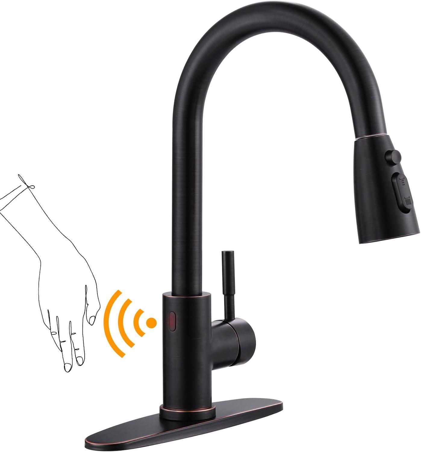 ARCORA Stainless SteelSingle Handle Pull-Down Sprayer Kitchen Faucet Set with Touchless Sensor