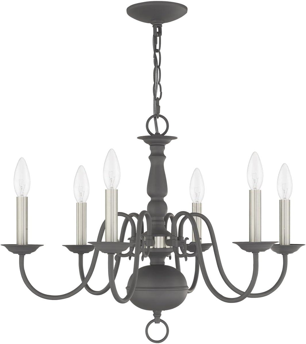Livex Lighting Williamsburgh 6 - Light Chandelier in  Scandinavian Gray