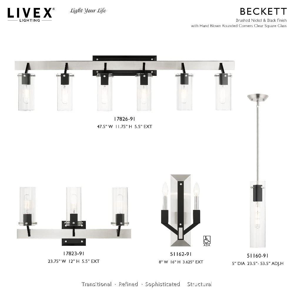 Livex Lighting Beckett 6 - Light Vanity in  Brushed Nickel