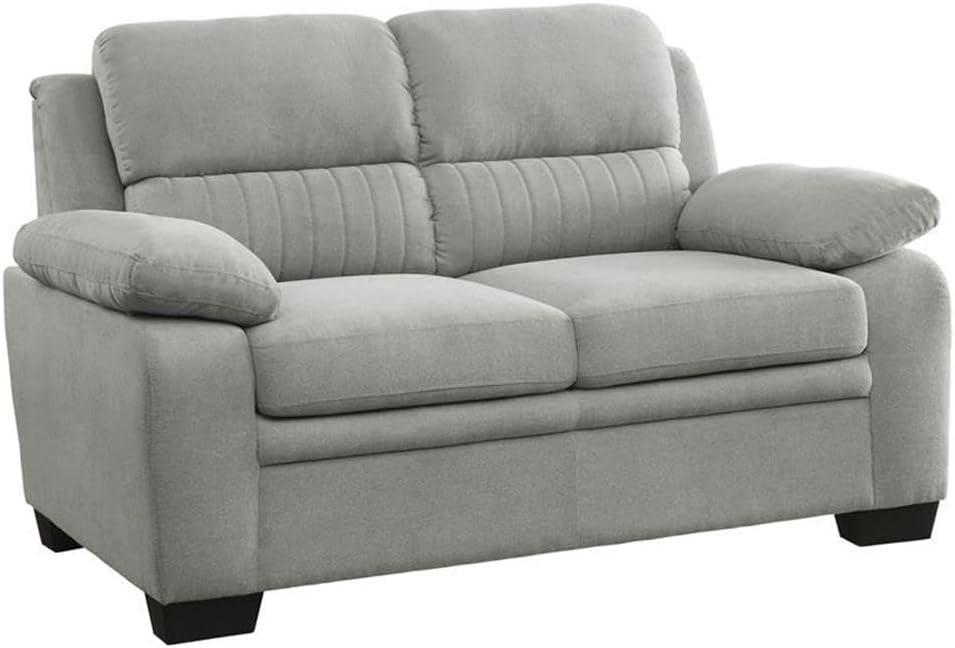 Lexicon Holleman 58" Polyester Fabric Loveseat with Exposed Legs in Light Gray