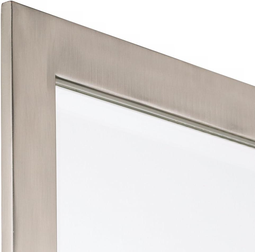 Possini Euro Design Metzeo Rectangular Vanity Wall Mirror Modern Beveled Glass Brushed Nickel Metal Frame 33" Wide for Bathroom Bedroom Home Entryway