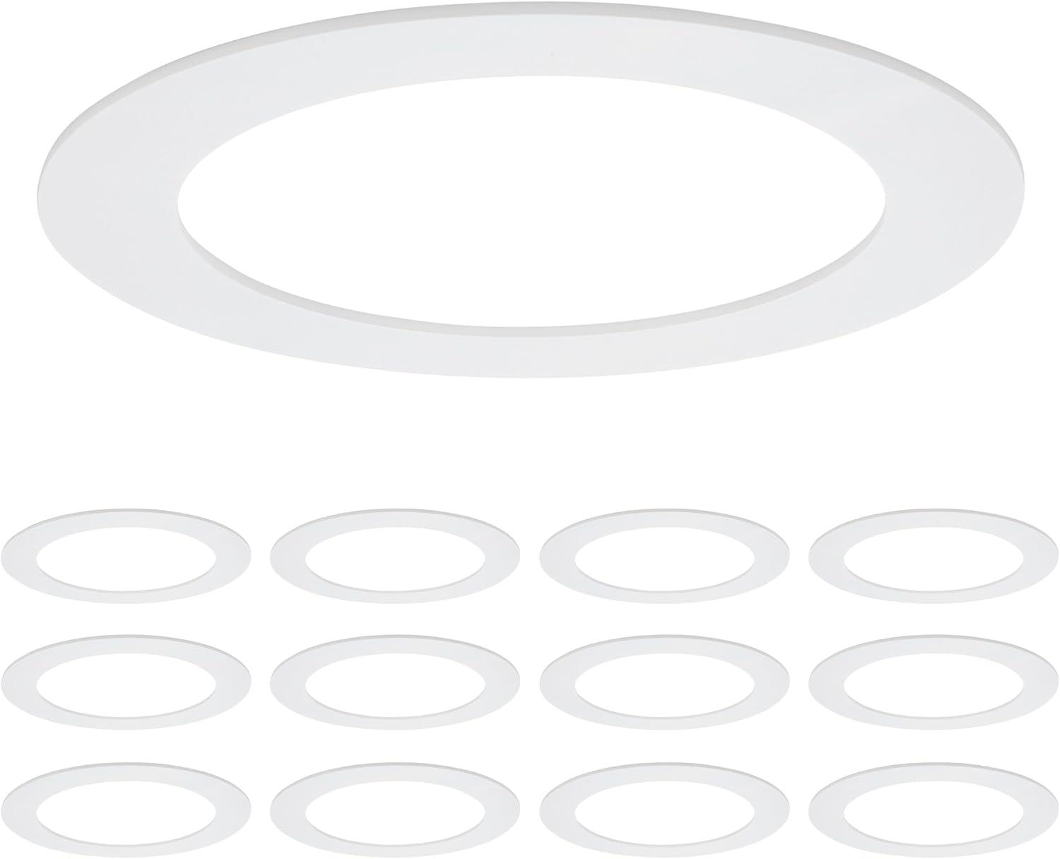 Maxxima 12 Pack 6 in. Goof Rings for Recessed Lights, Can or Canless Lighting Round Downlight Trim Ring, Outer Diameter 8.6” Inner Diameter 6.22”, Durable Plastic Design, White Extended Trim