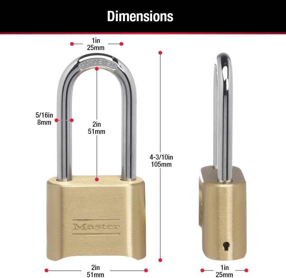 Master Lock Brass Combination Padlock with Extended Shackle, 2 Pack