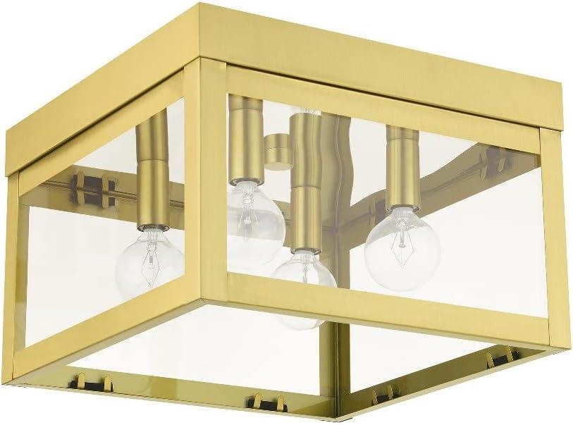 Livex Lighting Nyack 4 - Light Flush Mount in  Satin Brass