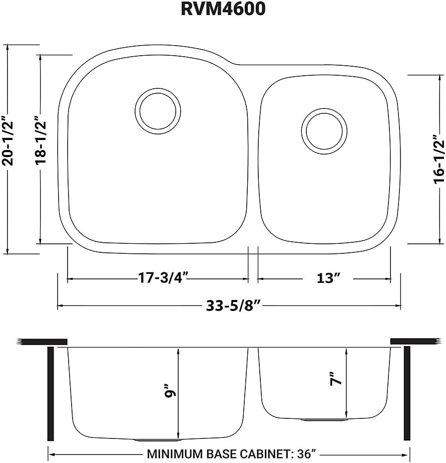 Ruvati 34-Inch Stainless Steel Double Bowl Undermount Kitchen Sink