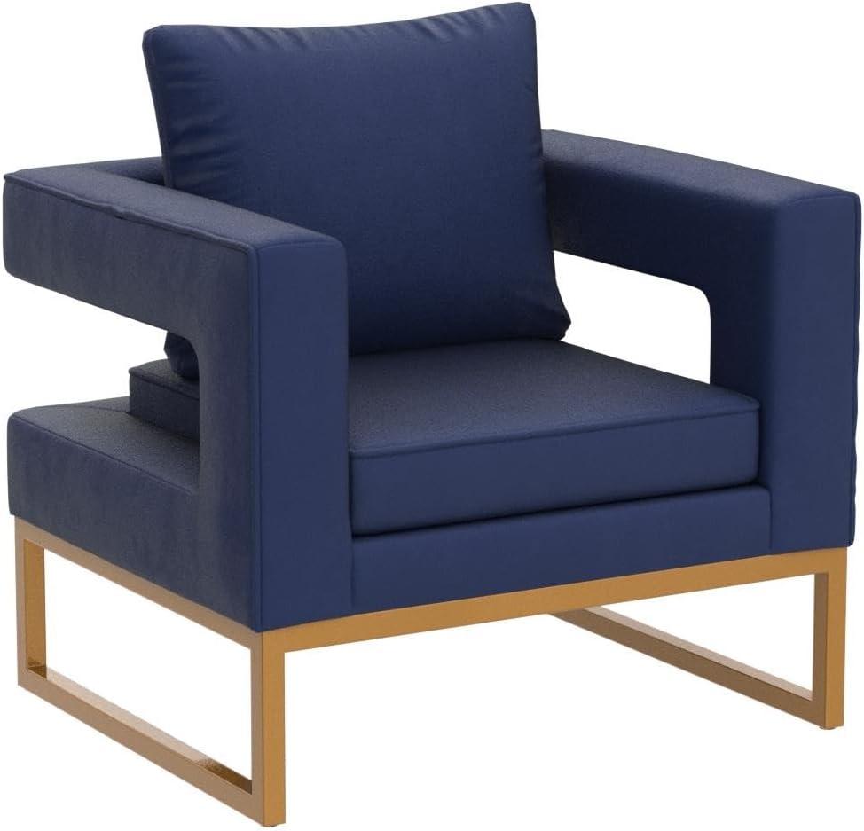 Roundhill Furniture Lenola Upholstered Accent Arm Chair, Blue 29.75D x 27.5W x 34.5H Inch