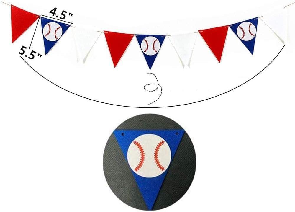 2PCS Baseball Party Paper Banner - Sports/Baseball Themed First Birthday Baby Shower Party Decorations Supplies Favors Wall Home Decor Photo Prop Paper Triangle Bunting Flag Banner Garland