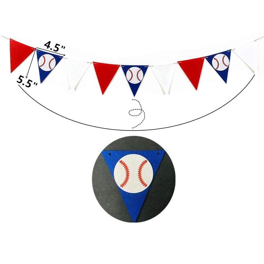 2PCS Baseball Party Paper Banner - Sports/Baseball Themed First Birthday Baby Shower Party Decorations Supplies Favors Wall Home Decor Photo Prop Paper Triangle Bunting Flag Banner Garland