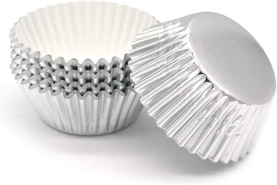 Mombake Standard Foil Silver Cupcake Liners Muffin Baking Cups for Party and More, 100-Count