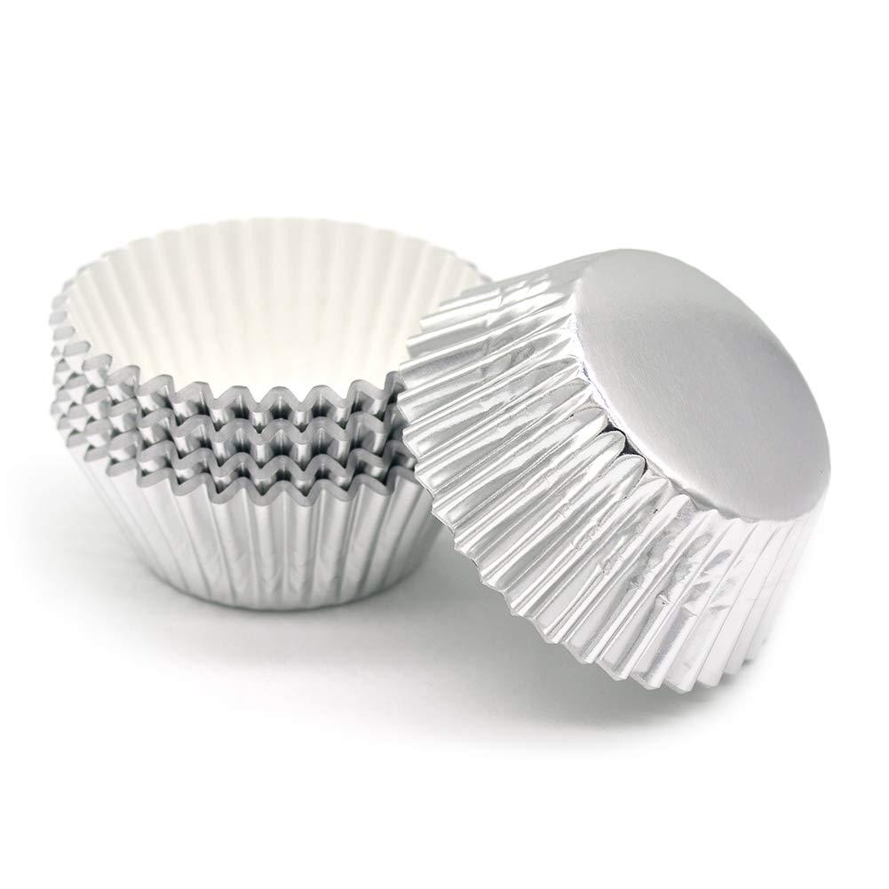 Mombake Standard Foil Silver Cupcake Liners Muffin Baking Cups for Party and More, 100-Count