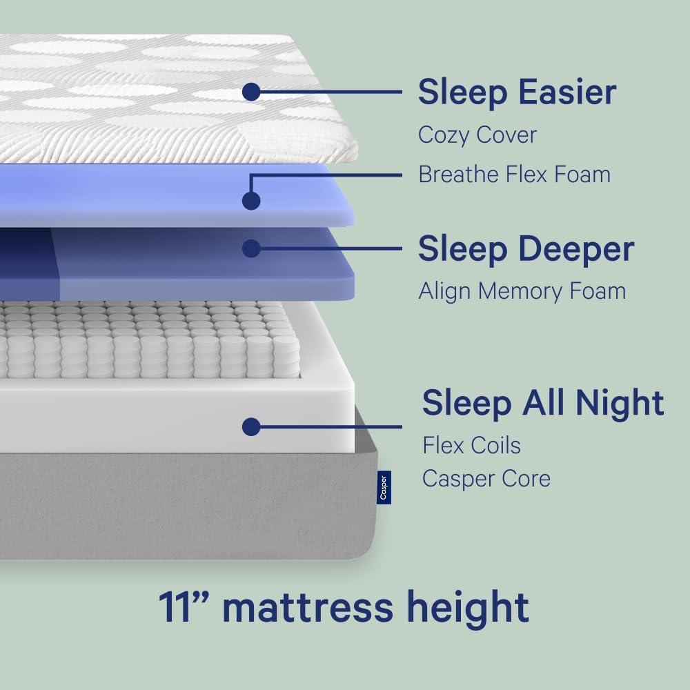 Casper Sleep Original Foam Hybrid 11" Medium Firm Memory Foam Mattress