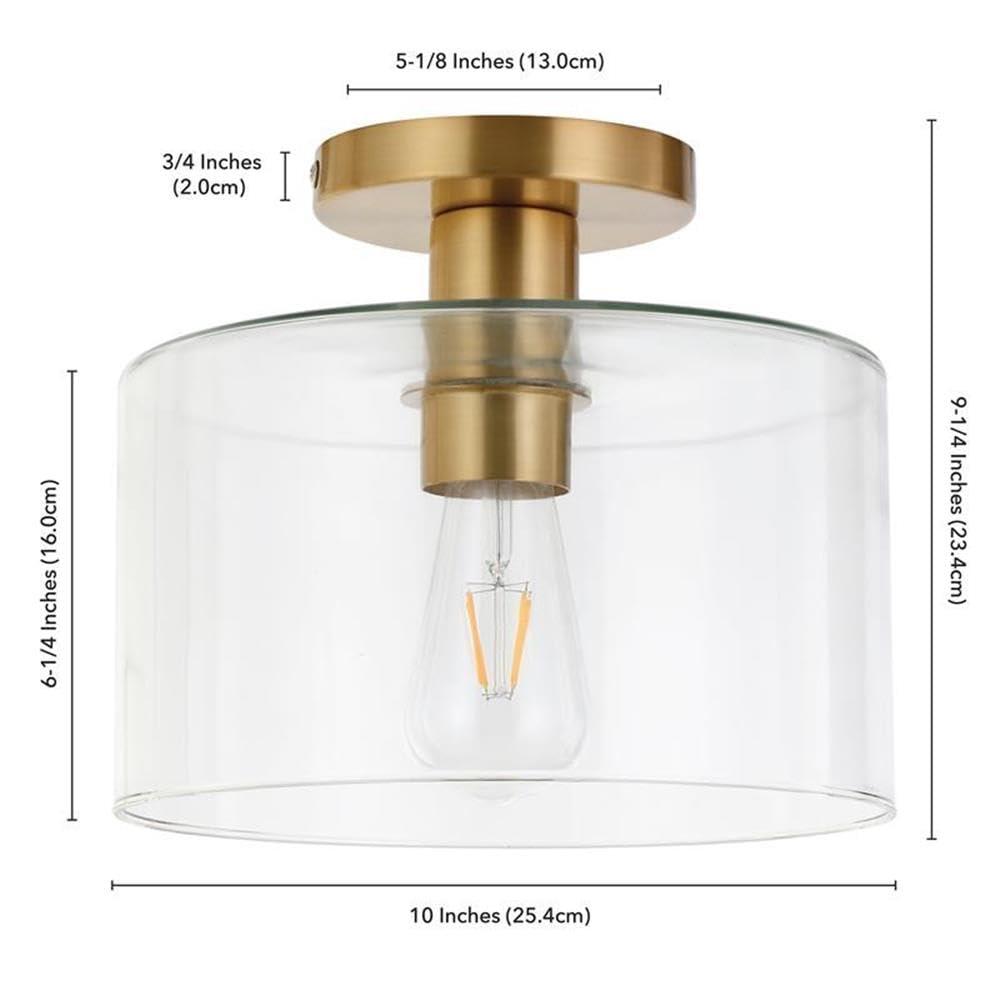 Evelyn&Zoe 10" Polished Nickel Finish Metal/Glass Semi Flush Mount