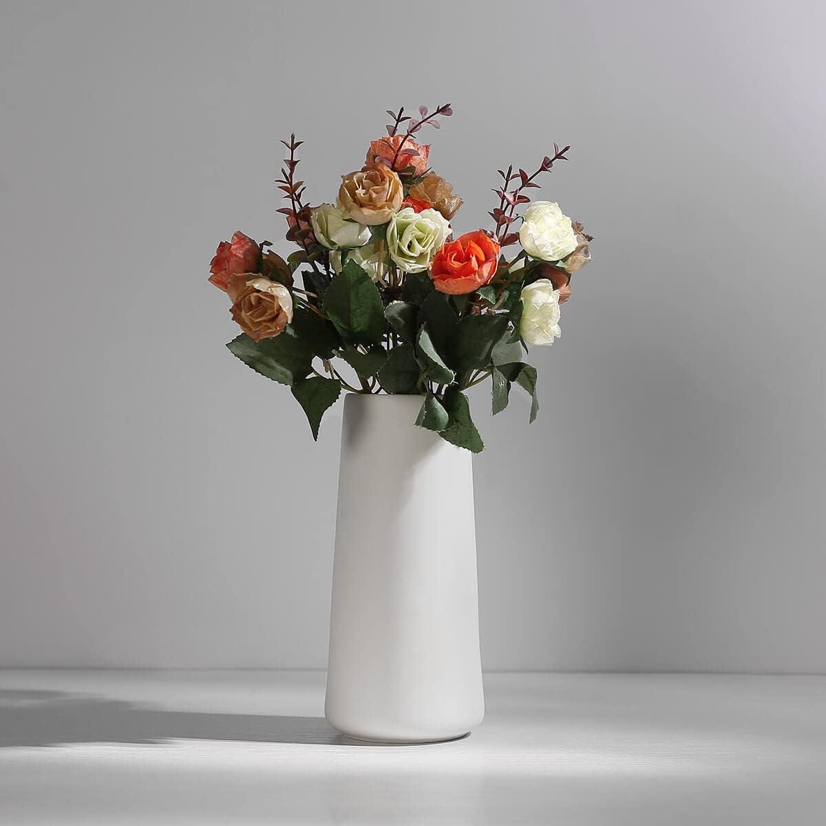 White Ceramic Geometric Decorative Table Vase