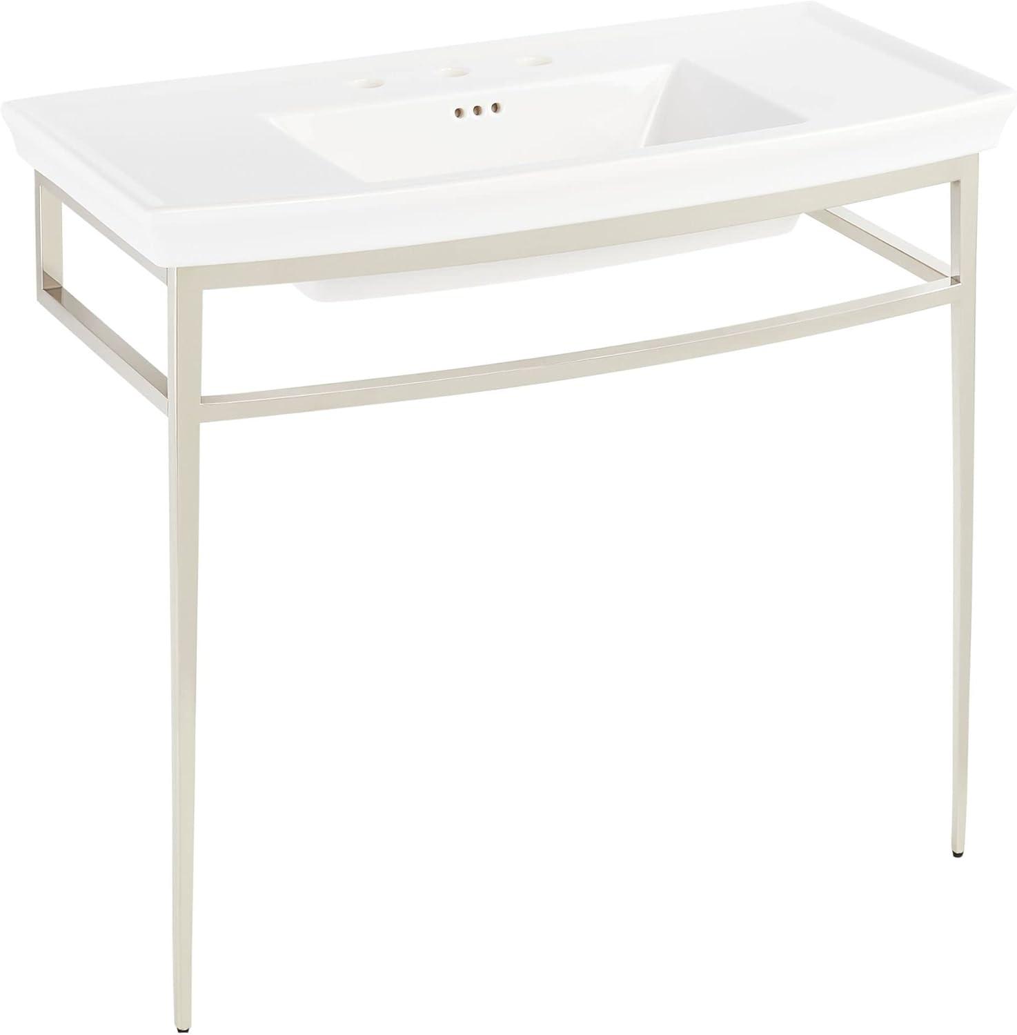 39" Olney 32" Tall Porcelain Rectangular Console Bathroom Sink with Overflow