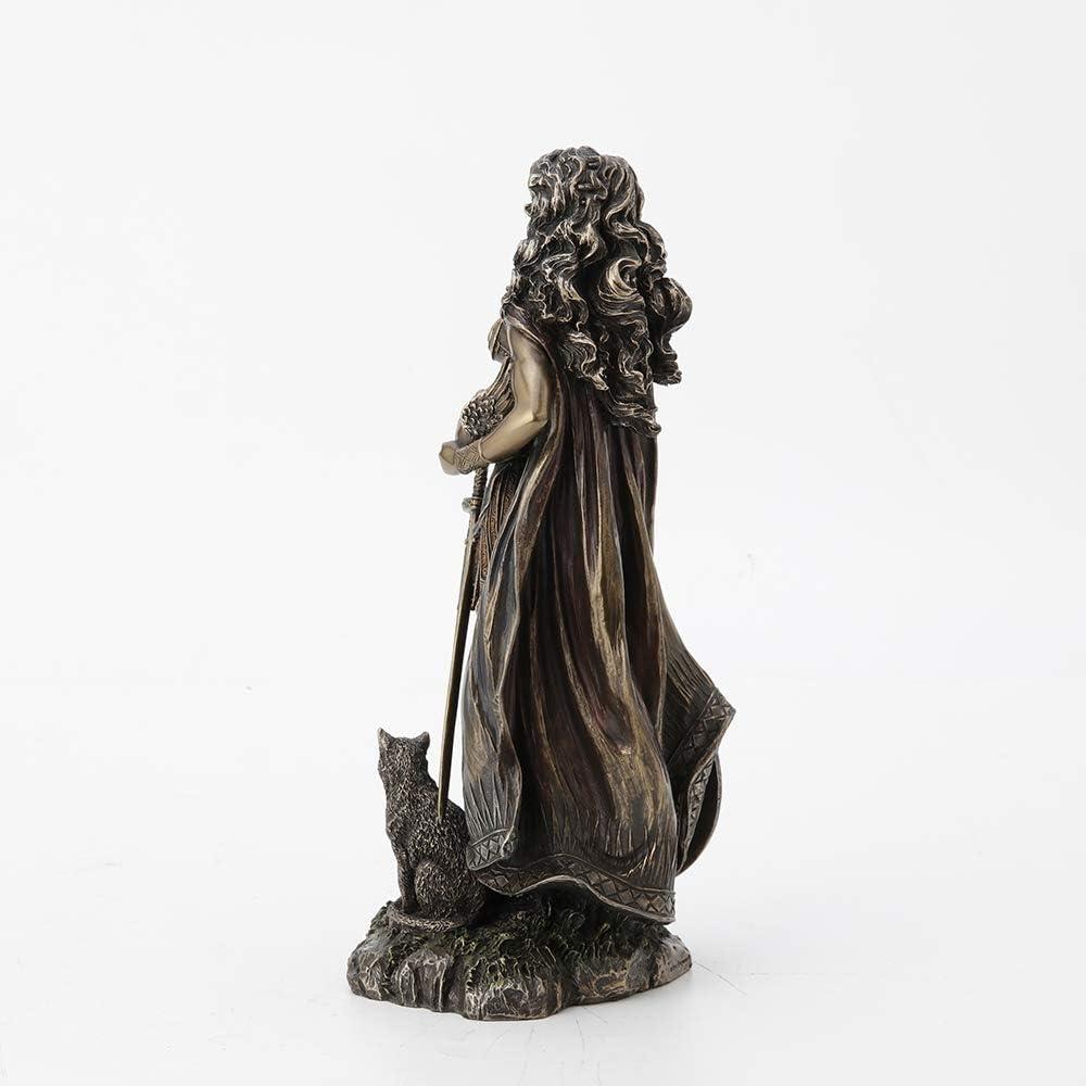 Freya Norse Goddess Antique Bronze Resin Statue with Cat