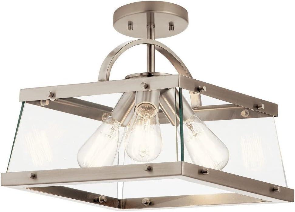 Darton 13.75" 3 Light Convertible Pendant/Semi Flush with Clear Glass in Classic Pewter