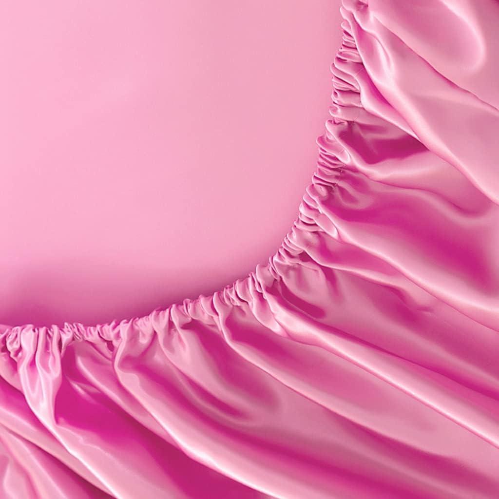 Homiest 4pcs Satin Sheets Set Luxury Silky Satin Bedding Set with Deep Pocket, 1 Fitted Sheet + 1 Flat Sheet + 2 Pillowcases (Queen Size, Blush Pink)