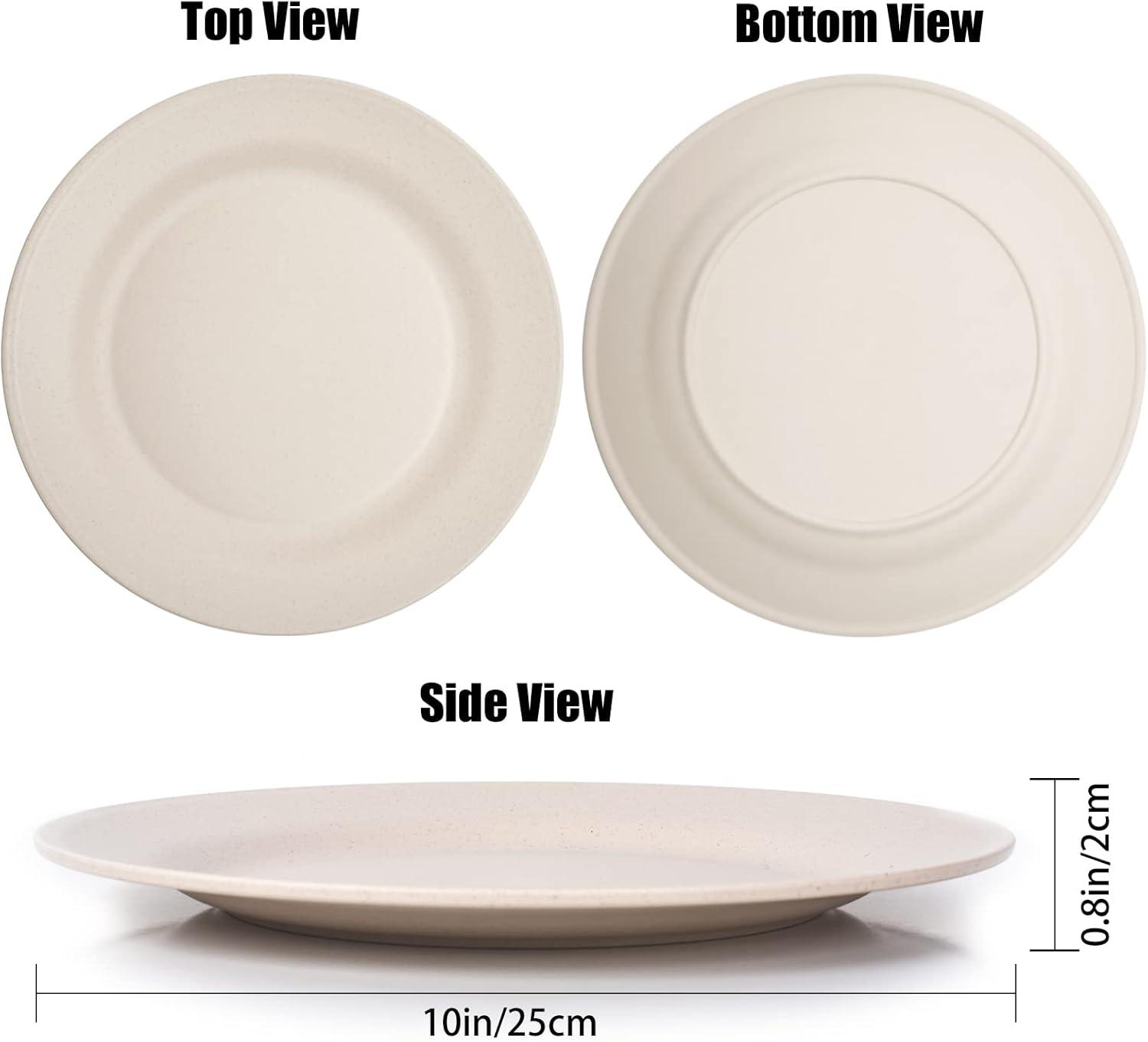 Juvale 6 Pack Unbreakable & Sturdy Wheat Straw Dinner Plates for Kids & Adults, Beige, 9 in