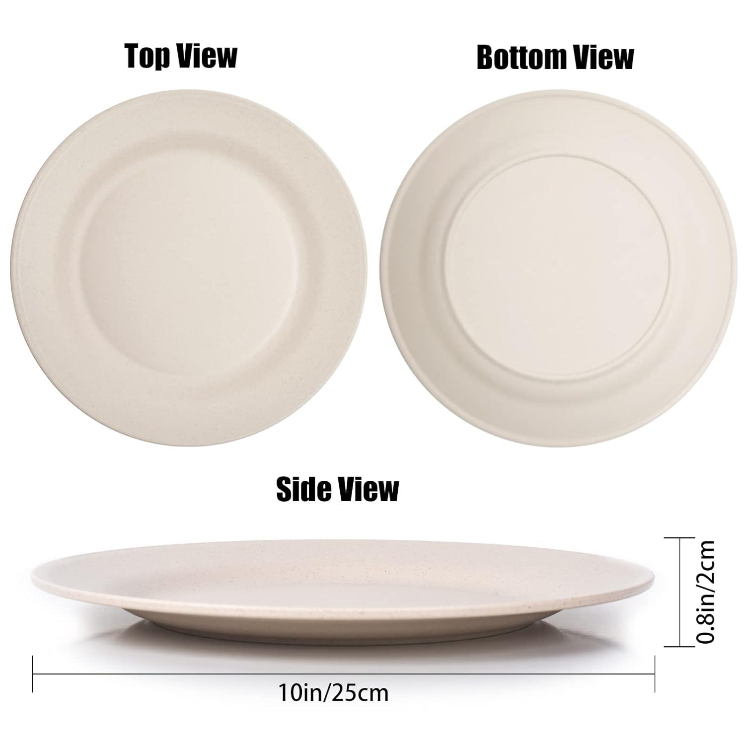 Juvale 6 Pack Unbreakable & Sturdy Wheat Straw Dinner Plates for Kids & Adults, Beige, 9 in