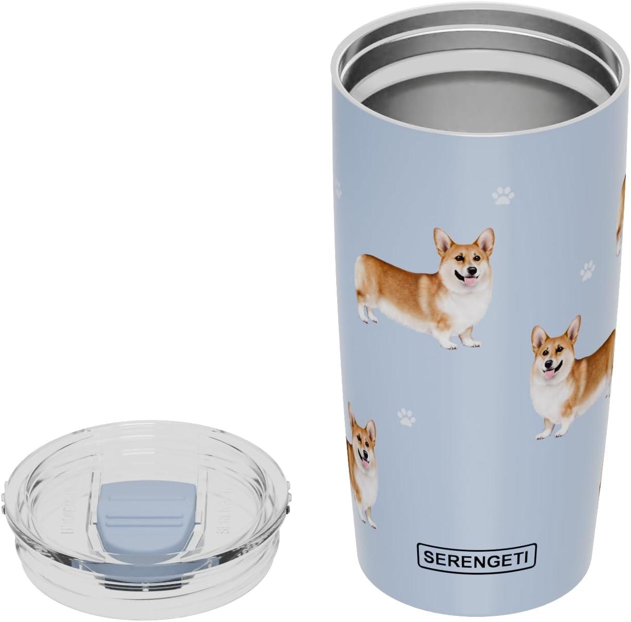 Welsh Corgi SERENGETI 16 Oz. Stainless Steel, Vacuum Insulated Tumbler with Spill Proof Lid - 3D Print - Insulated Travel mug for Hot or Cold Drinks (Welsh Corgi Tumbler)