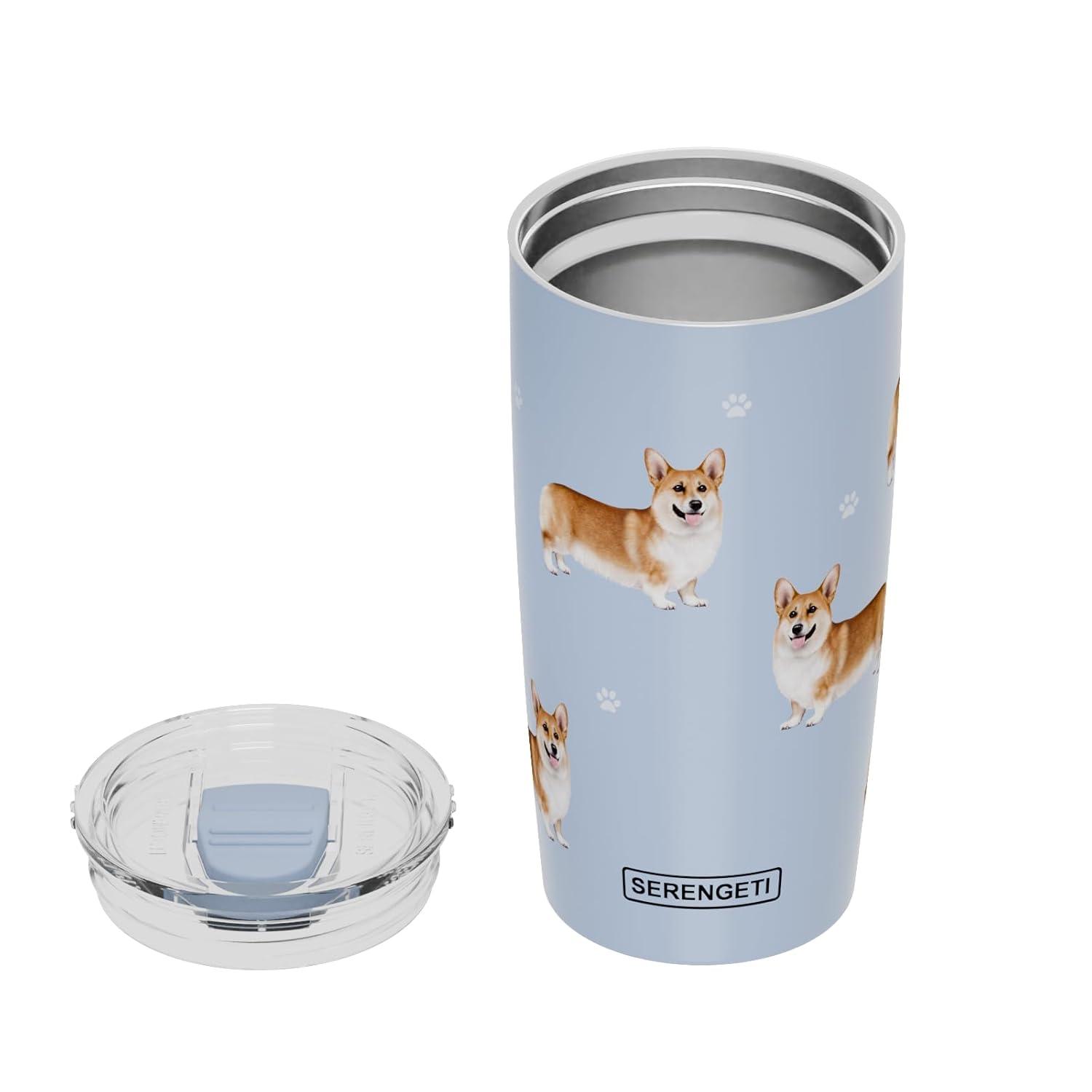 Welsh Corgi SERENGETI 16 Oz. Stainless Steel, Vacuum Insulated Tumbler with Spill Proof Lid - 3D Print - Insulated Travel mug for Hot or Cold Drinks (Welsh Corgi Tumbler)