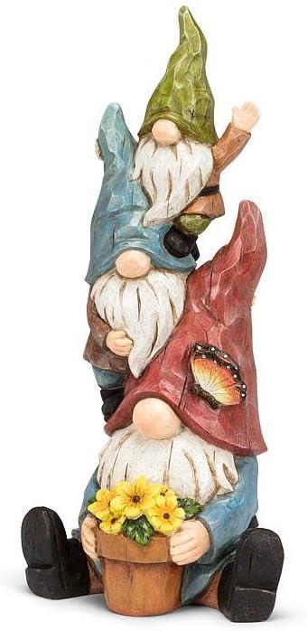 Colorful Resin Stack of Waving Gnomes Figurine