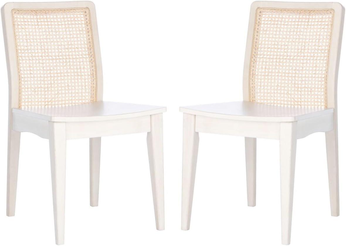 Benicio White and Natural Rattan Coastal Side Chair